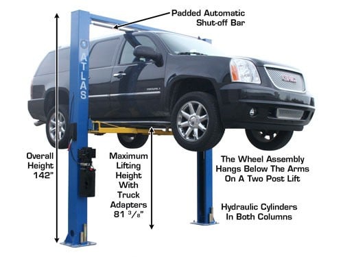 Atlas 9OHSC (SS) 9,000 lb Overhead 2-Post Car Lift