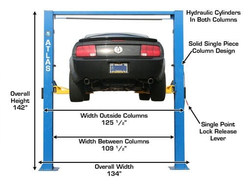 Atlas 9OHSC (SS) 9,000 lb Overhead 2-Post Car Lift