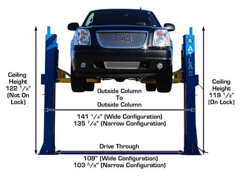 Atlas BP12000 12,000lbs 2-Post Bottom Plate Car Lift