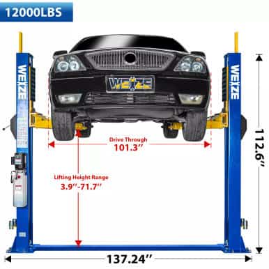 WEIZE PLA-1029 12,000lbs 2-Post Car Lift – Professional Garage Hoist