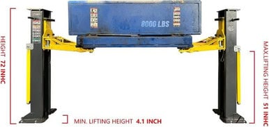 PMRL-200 8000 Lbs Test Portable Two-Post Garage Lift 2 Post Lift Car Lift Auto Lift
