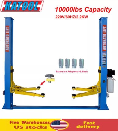 Katool KT-H105 10,000lbs 2-Post Vehicle Lift – Dual Safety Garage Hoist