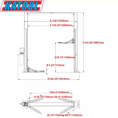 M&E 2 Post Lift 11000lbs Two Post Auto Lift Auto Truck Hoist Super Quality