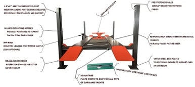 11000 Lbs Four Post Parking Lift 4-Post Auto Lift Garage Lift Storage