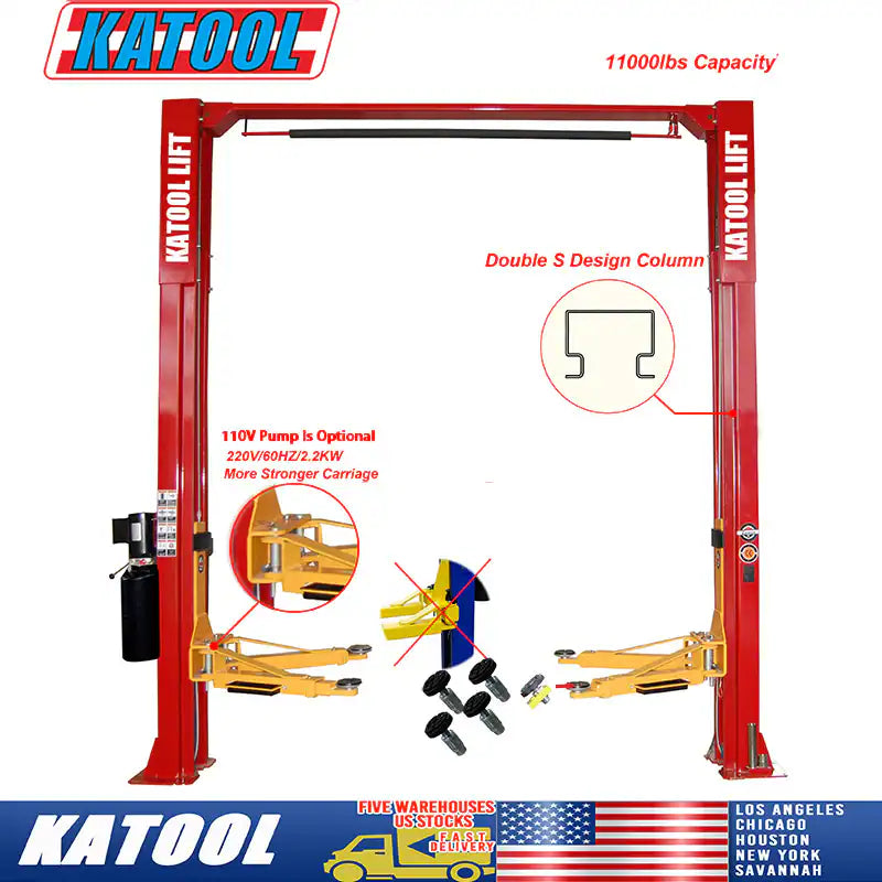 Katool KT-H100 Two-Post Overhead Lift – 10,000 lb Capacity