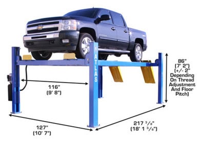 ATLAS 414 14,000 Lbs. Capacity Commercial Grade 4-Post Lift