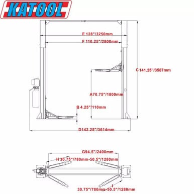 Motooltech ME 11,000 LB 2-Post Auto Lift