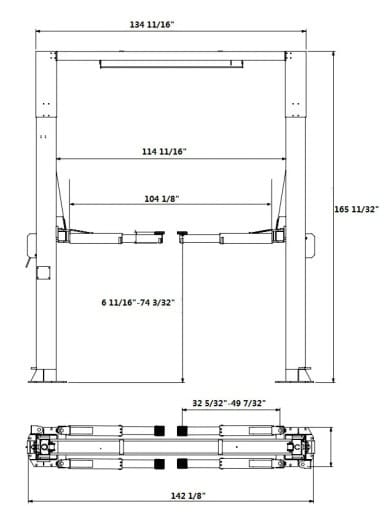 APlusLift AP-14SR 14,000 LB 2-Post Overhead Car Lift