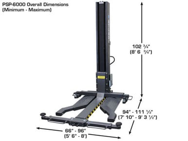 ATLAS PSP-6000 - 6,000 lb Portable Single Post Lift