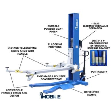 iDEAL MSC-6KLP 6,000 lb Mobile Single Column Lift