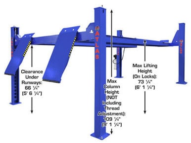 ATLAS Platinum PVL14OF-EXT Open Front ALI Certified Alignment Lift